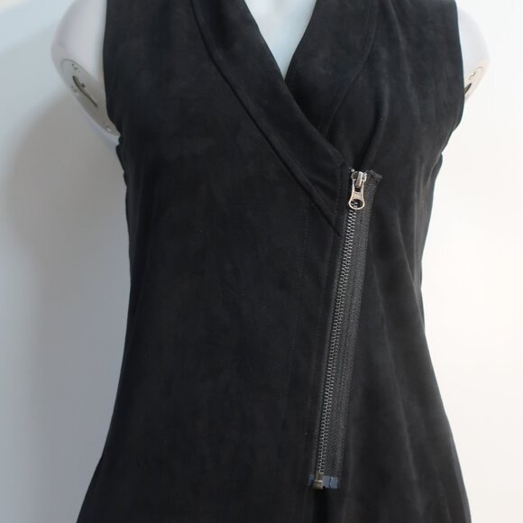 NWT Womens 209 wst 38 New York Black Faux Suede Long Semi Zip Vest/Dress XS - Picture 6 of 8